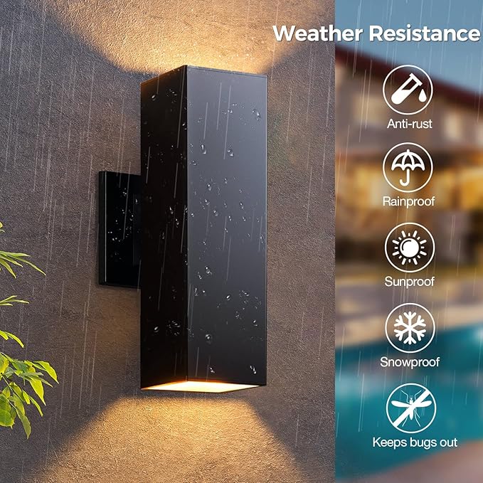 KIZON Smart Outdoor Wall Lights RGBCW Color Changing, Modern Dusk to Dawn Outdoor Sconce Lights Up and Down Lighting, Exterior Light Fixture for House Porch Garage, Works with Alexa, ETL Listed