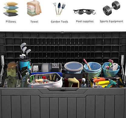 YITAHOME 80 Gallon Resin Deck Box, Weather Resistant Outdoor Storage Box, Lockable Indoor Outdoor Storage for Supplies and Essentials, Dark Gray