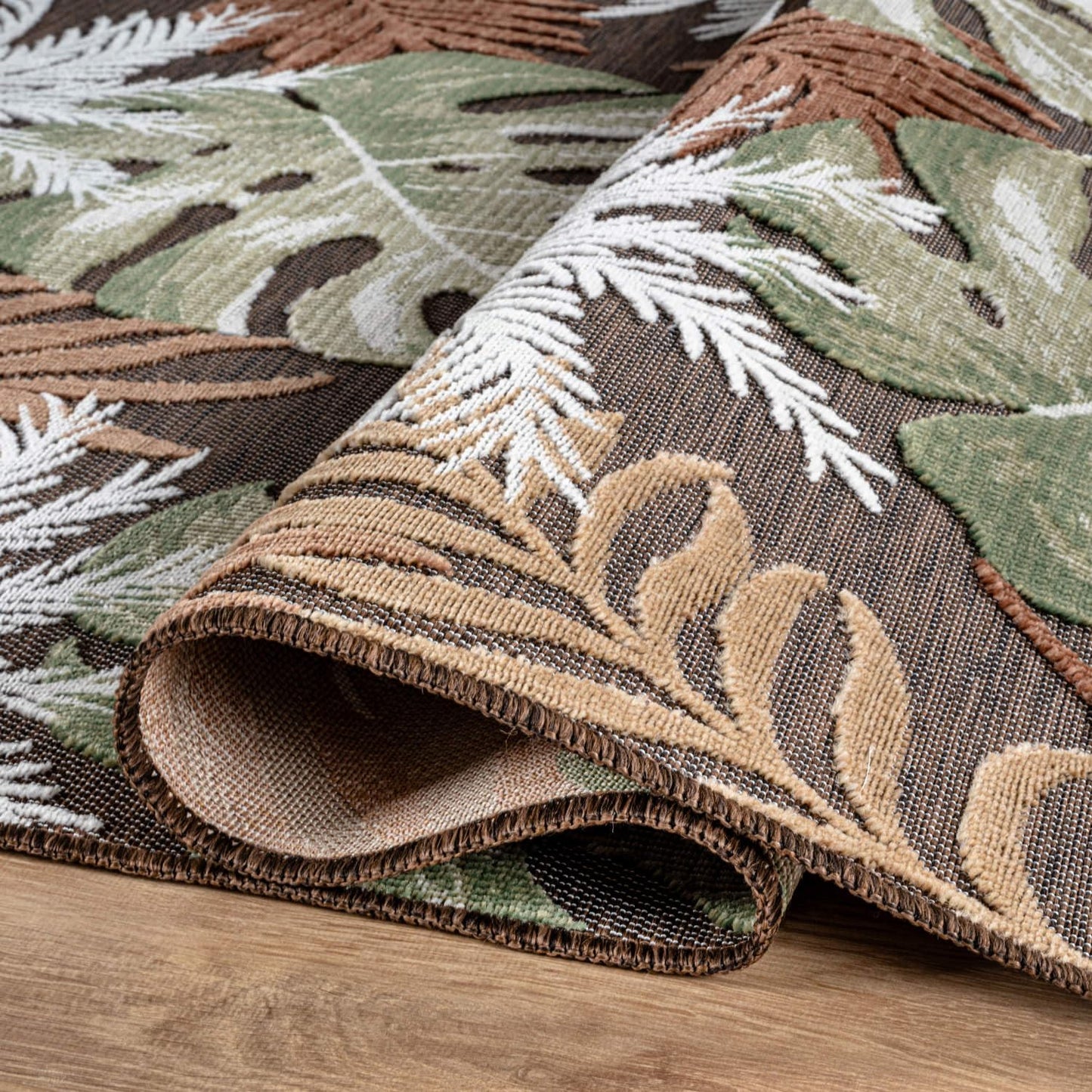 Luul Home Floral Indoor Outdoor Rugs 5x7 Large Area Rug for Living Room, Patio Decor, Kitchen, and Entryway Rug, Washable Stain Resistant Outside Carpet Brown 5 x 7