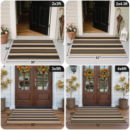 OJIA Front Door Mat 24"x51", Machine Washable Porch Rug Outdoor Door Mat Striped Entryway Rugs Indoor Outdoor Rugs Cotton Woven Entry Rug for Kitchen/Bathroom/Farmhouse/Home Entrance