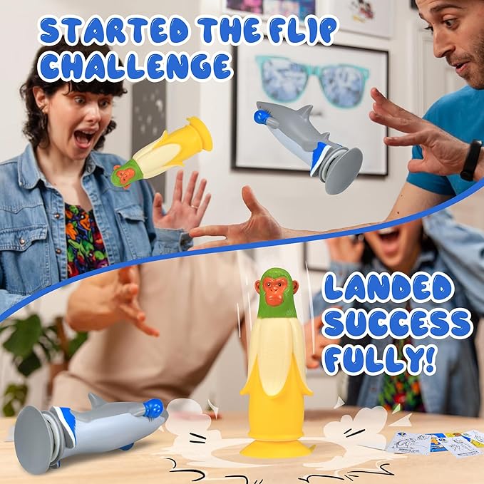 Board Games Banana Monkey VS SharkMan: Flip-Standing Throwing Game Collective Fun for Gathering | Party | Family Game Night Games for Adults and Kids
