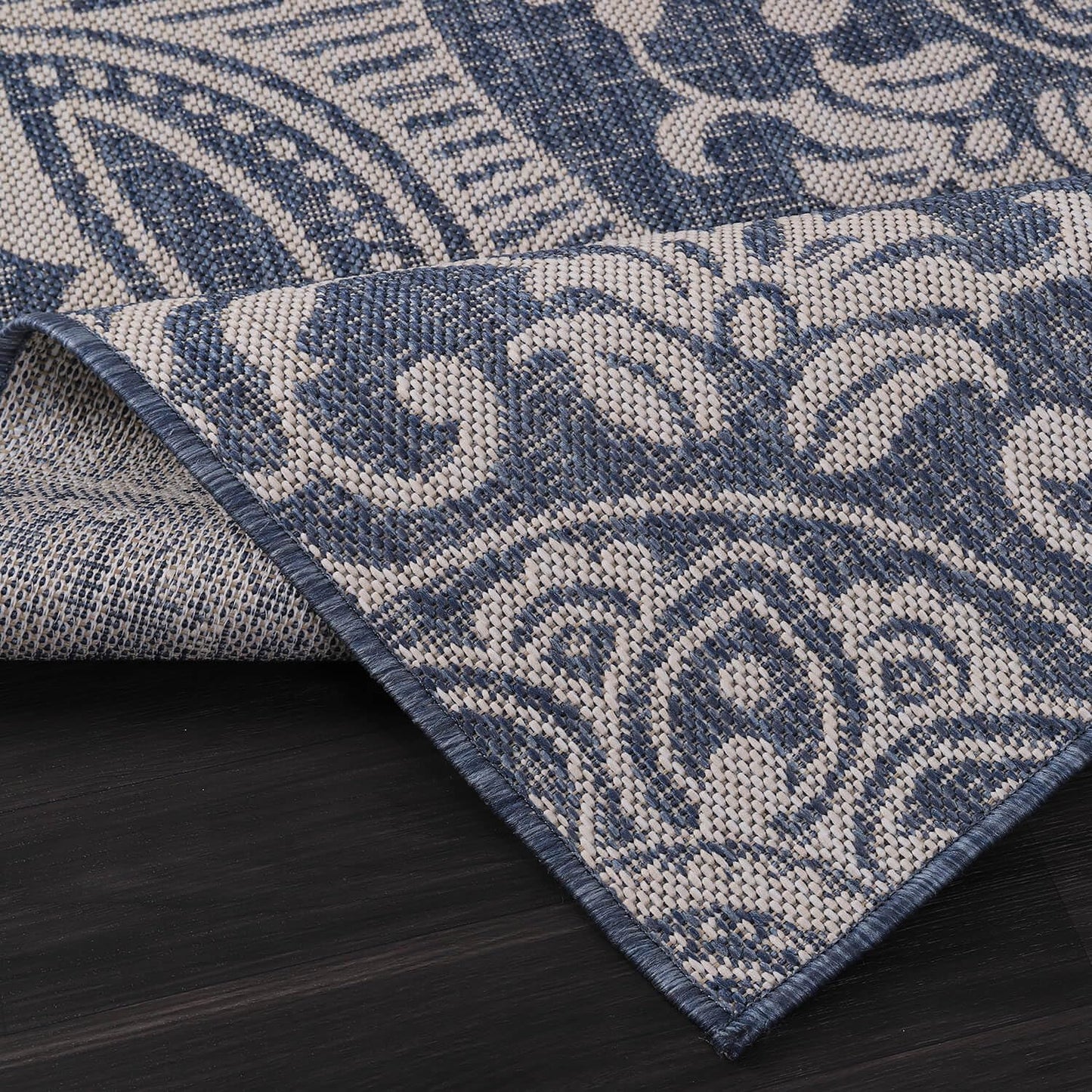 Luul Home Medallion Outdoor Rug 5x7 Washable Outside Carpet for Indoor Patio Porch Waterproof Easy Cleaning Non Shedding Area Rugs Blue 5 x 7
