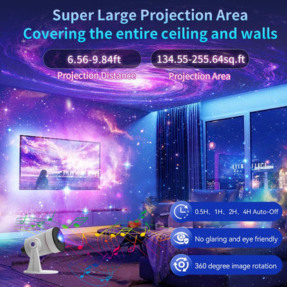 Musqua Galaxy Projector & White Noise Machine with 28 Sounds, Sleep Timer, Memory Function. Starry Sky Night Light Planetarium Projector Perfect for Relaxation, Teaching, Meditation and Kids' Bedtime
