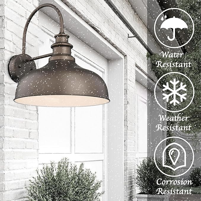 Bestshared 16 Inch Large Gooseneck Barn Light Farmhouse Wall Mount Light Fixture Exterior Sconce Lighting Outdoor Wall Lantern Light Vintage Farmhouse Barn Light for Porch,Garage(ORB+White, 16"-2pack)