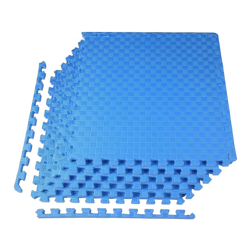 BalanceFrom 1" Extra Thick Puzzle Exercise Mat with EVA Foam Interlocking Tiles for MMA, Exercise, Gymnastics and Home Gym Protective Flooring (Blue)