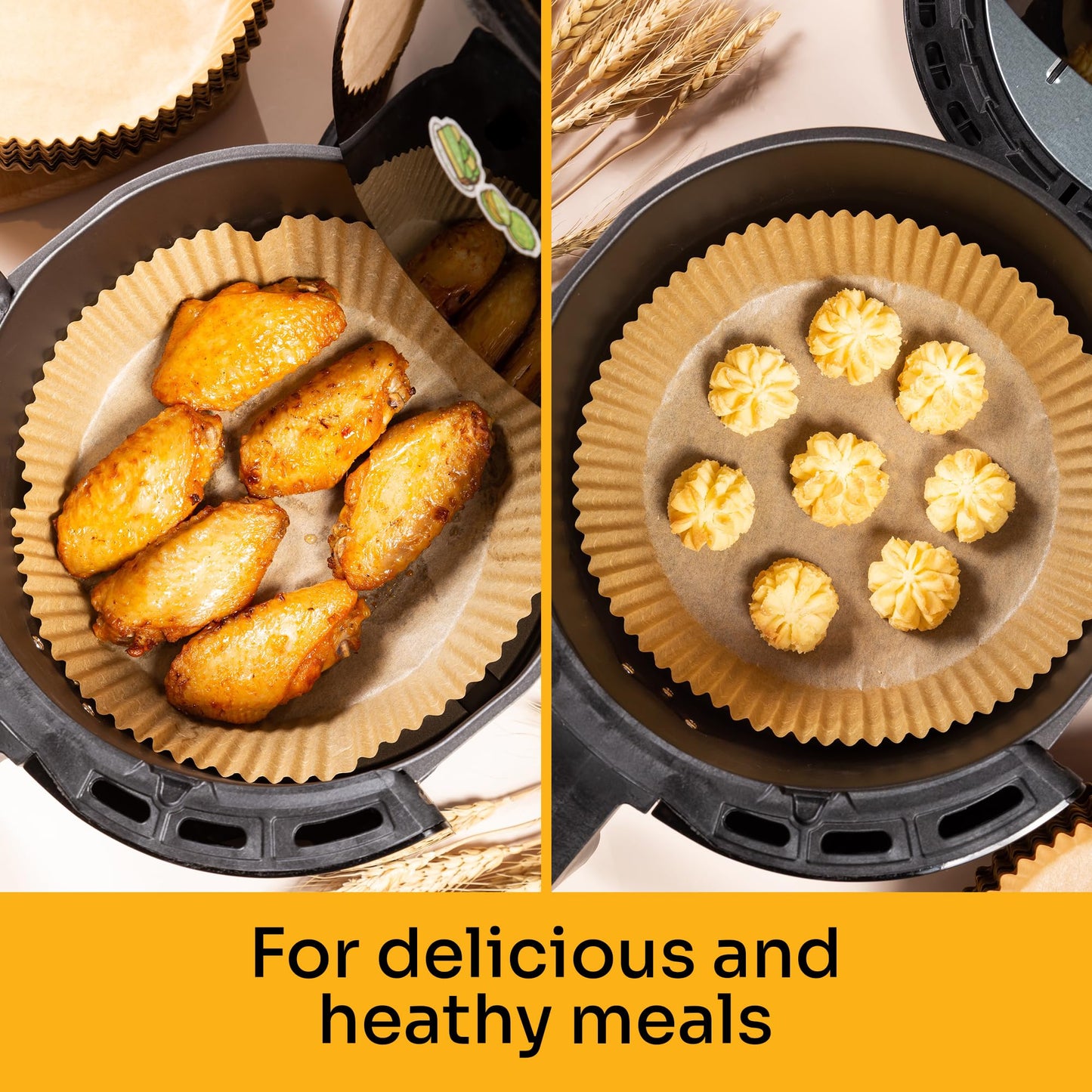 Air Fryer Liners Disposable – 125 pk 8" Unbleached Non-Stick Parchment Paper, Fits 5-8 QT Basket, Air Fryer Liners | Airfryer Liners