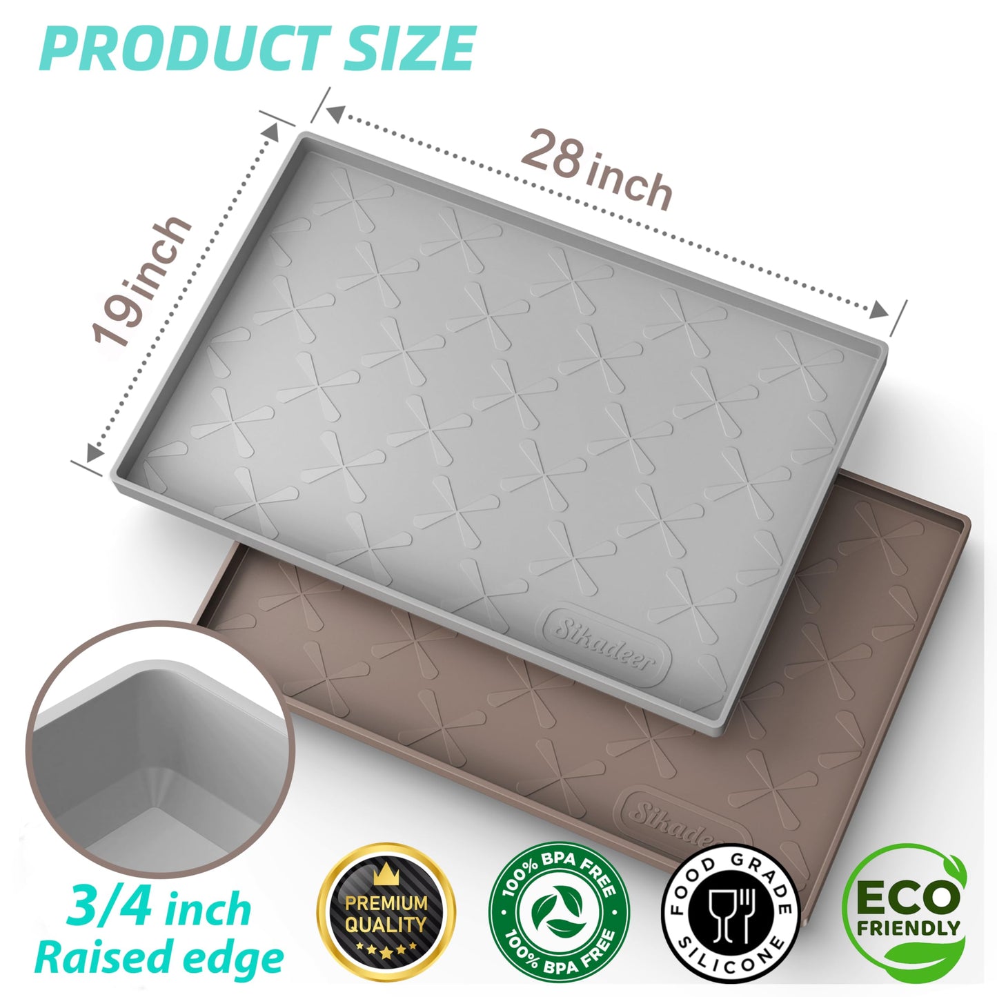 SIKADEER 28" x 19" Under Sink Mat Waterproof, Silicone Mat Kitchen Drawer Shelf and Cabinet Liner, Sink Protector for Kitchen Organizers and Storage, Boot Tray Pet Food Mats