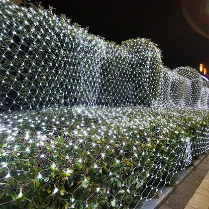 WATERGLIDE Outdoor Christmas Net Lights, 12FT x 5FT 360 LED Mesh String Light with 8 Lighting Modes, Connectable Waterproof Lights for Garden Tree Bushes, Holiday Wedding Party Decorations, White