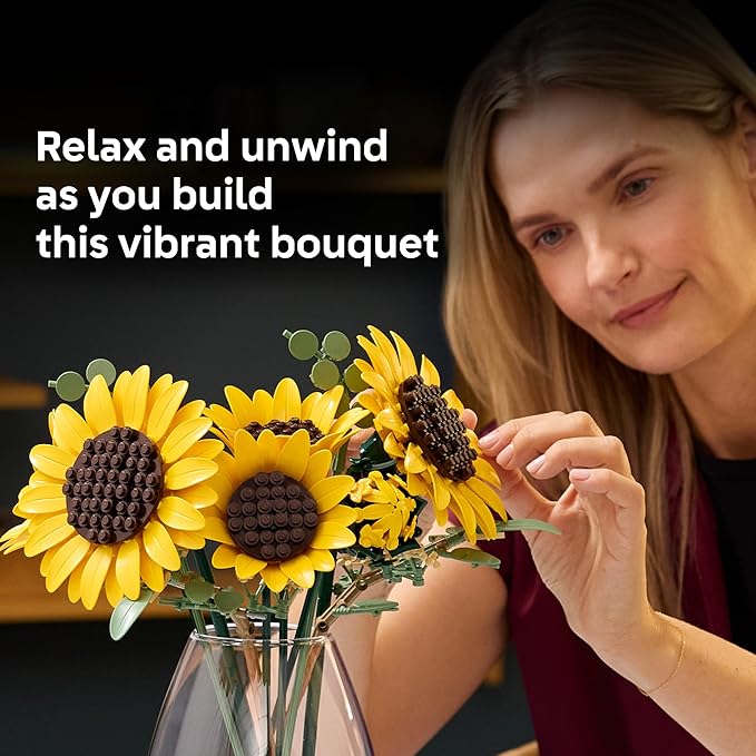 LEGO Botanicals Sunflower Bouquet Building Set for Adults Ages 18+ - Artificial Flowers for Home Office Bedroom or Desk Decor - Gifts for Women &amp Men - 11502