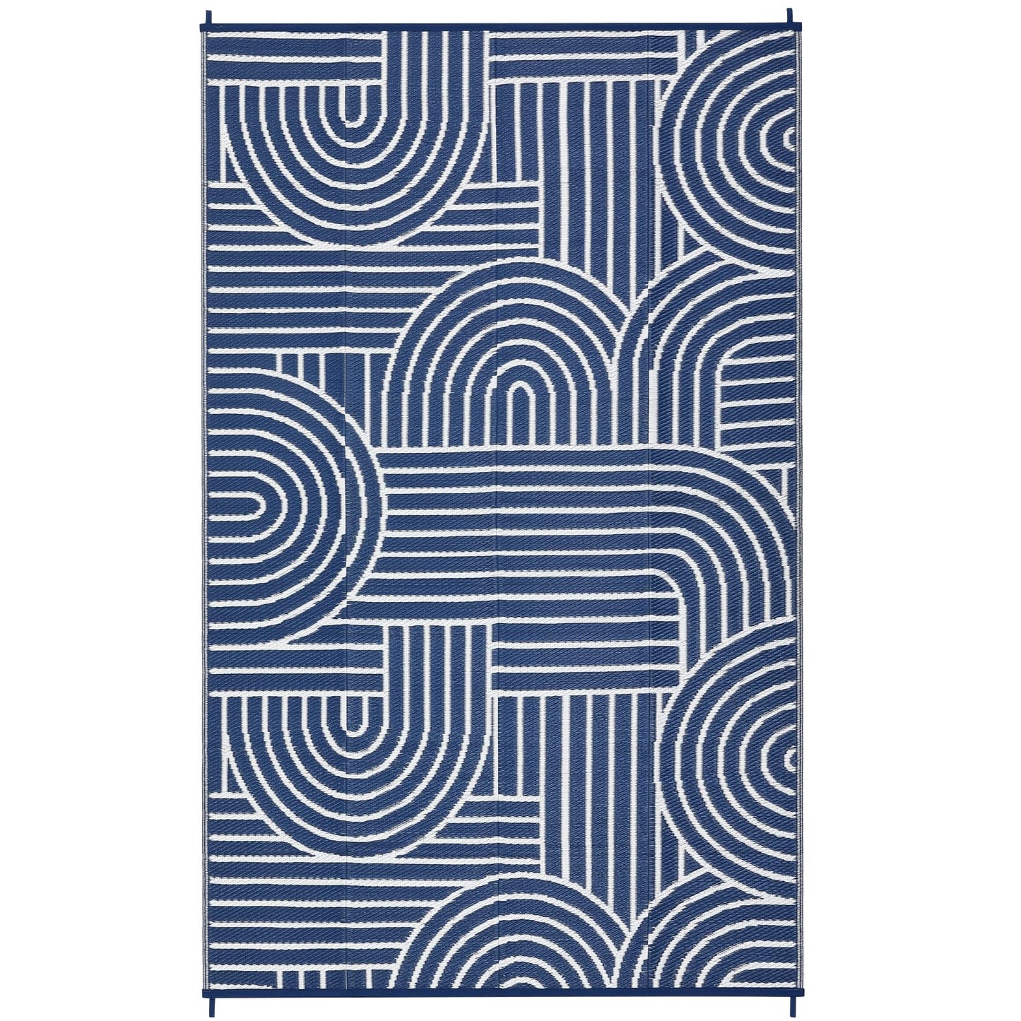 Garvee Reversible Rainbow Outdoor Rug 6x9, Waterproof Outdoor Plastic Straw Rug, RV Mat for Picnics, Patio, Camping, Balcony, Deck, Backyard, Porch, Blue