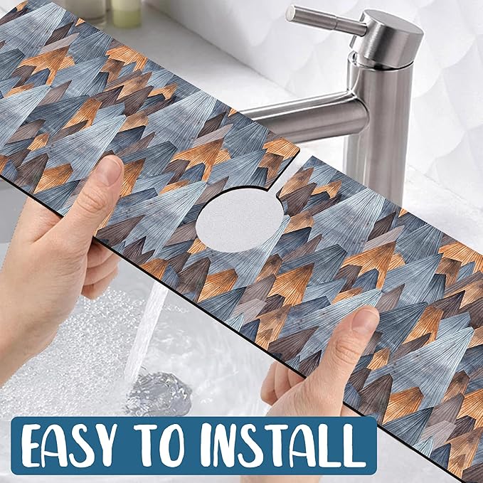 Abstract Mountain Sink Splash Guard Faucet Mat Mountain Landscape Super