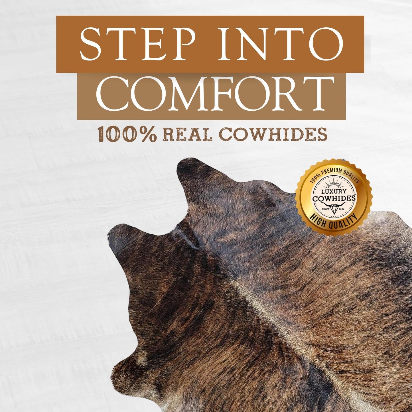 Sunshine Cowhides 100% Genuine Dark Brindle Cowhide Rug - Modern Style Animal Skin Rug & Floor Carpet for Living Room, Bedroom, Kitchen & More - Extra Large (6x7-8 Ft.)