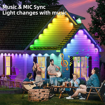 RGB&IC Permanent Outdoor Lights for House, 60ft 36 LED Eaves Light, Daily and Accent Lighting,212 Scene Modes, Alexa & Google Assistant Compatible, Daily Party Halloween Christmas House Decor