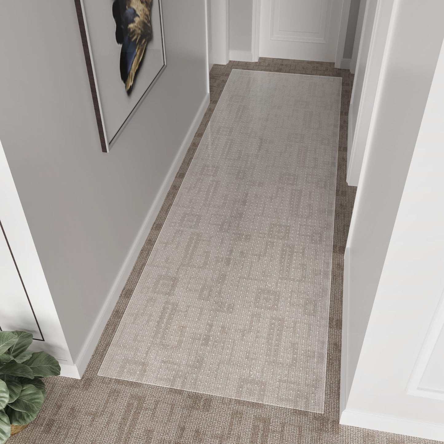 SALLOUS Plastic Runner Mat for Hallway, 3' x 10' Runner Rug for Carpet, Waterproof Vinyl Floor Mat for Carpeted Floors, Slip Resistant with Grips, Carpet Protector for Home, Clear