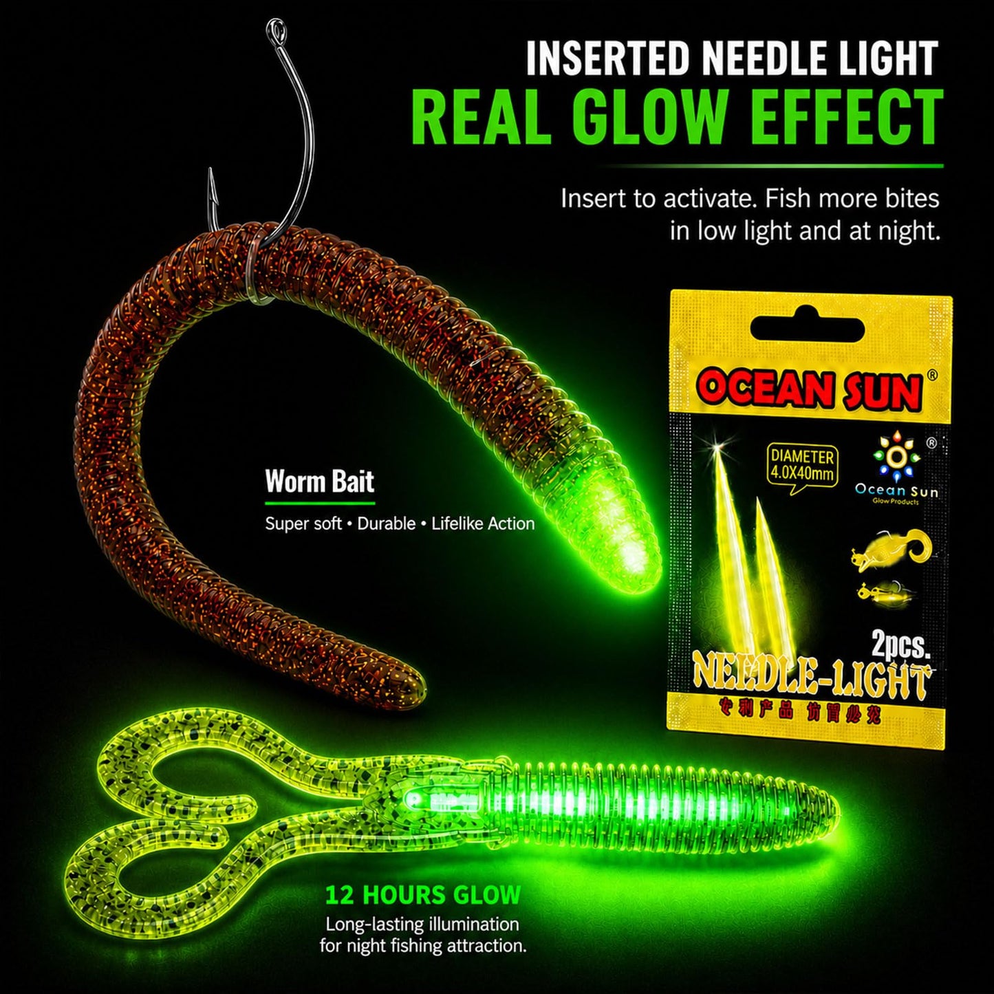 LINGUANG Needle Fishing Glow Sticks for Glow in The Dark Fishing Lures