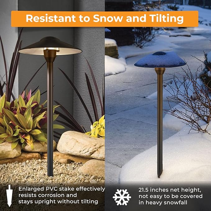 Gardencoin Low Voltage Pathway Lights (8.5'' Shade, 21.5'' Tall)，12V Outdoor LED Landscape Path Lights Wired, Aluminum Pathway Lighting with 3W 2700K Replaceable Bulb for Walkway Garden Yard, 12 Pack