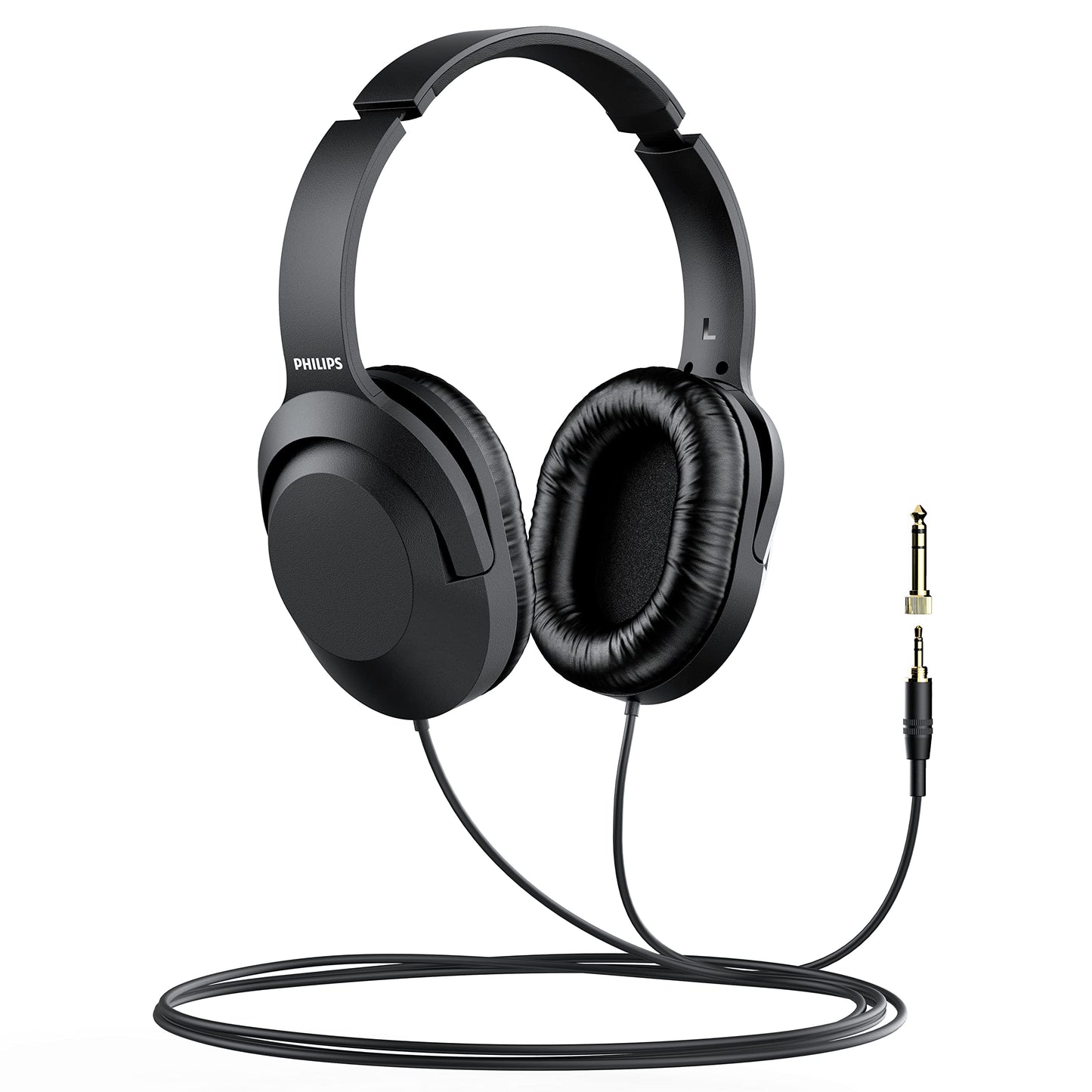 Philips Over Ear Wired Stereo Headphones for Podcasts, Studio Monitoring and Recording Headset for Computer, Keyboard and Guitar with 6.3 mm (1/4") Add On Adapter