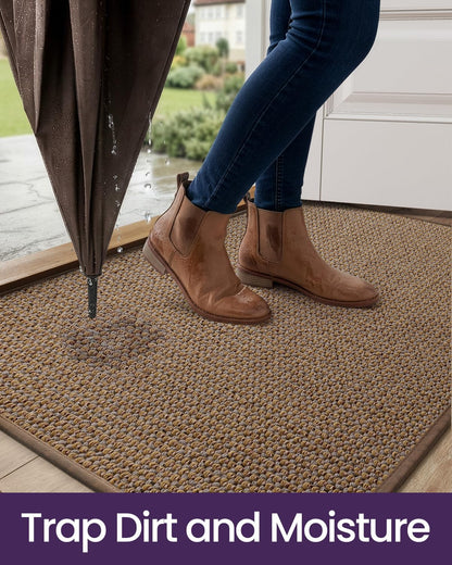DEXI Indoor Door Mat Front Entrance, 24x36 Entryway Mats Inside Entry, Non Slip Washable Low Profile Doormat Dirt Trapper for House Floor Patio Backdoor, Beige