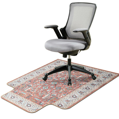 36" X 48" Office Chair Mat for Hardwood and Tile Floors, Under Desk Chair Mat for Carpet Protector Rolling Computer Chairs, Machine Washable Non-Slip Area Rug, Red Brown