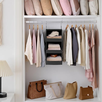 GRANNY SAYS 3-Shelf Hanging Closet Organizer, Collapsible Closet Hanging Shelves