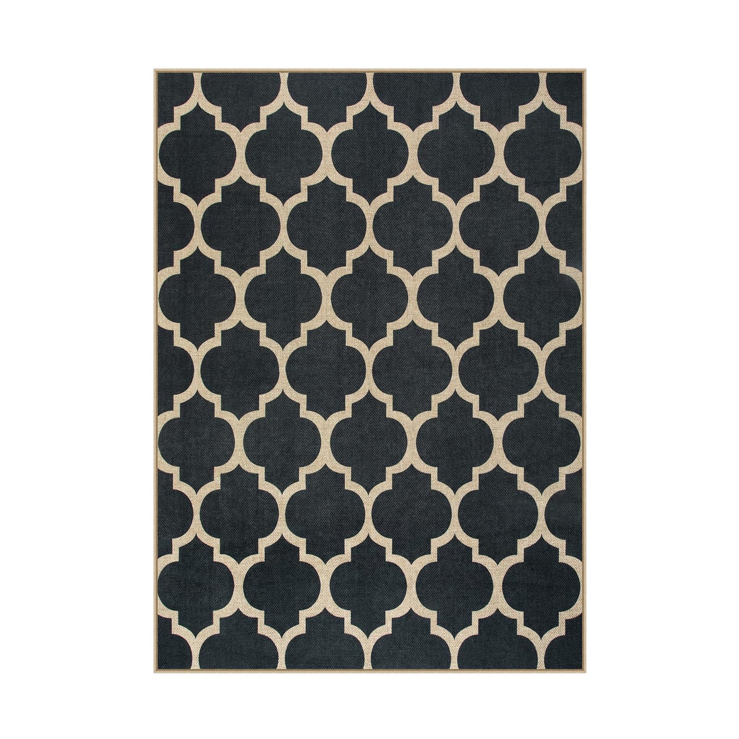Lahome Moroccan Outdoor Rug 5x7, Easy Jute Black Washable Rugs for Patio Living Room, Geometric Trellis Woven Area Rug Non Slip for Backyard, Thin Non Shedding Farmhouse Carpet for Bedroom