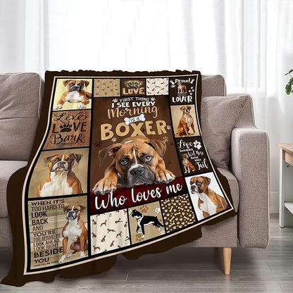 Boxer Dog Blanket, Puppy Throw Blankets, Animal Fuzzy Plush Blanket Ultra Soft for Dog Lover Gift Kids Teens Women Men Girls Boys Stuff Decor for Home Bedding Sofas Couch Camping 50"X40"