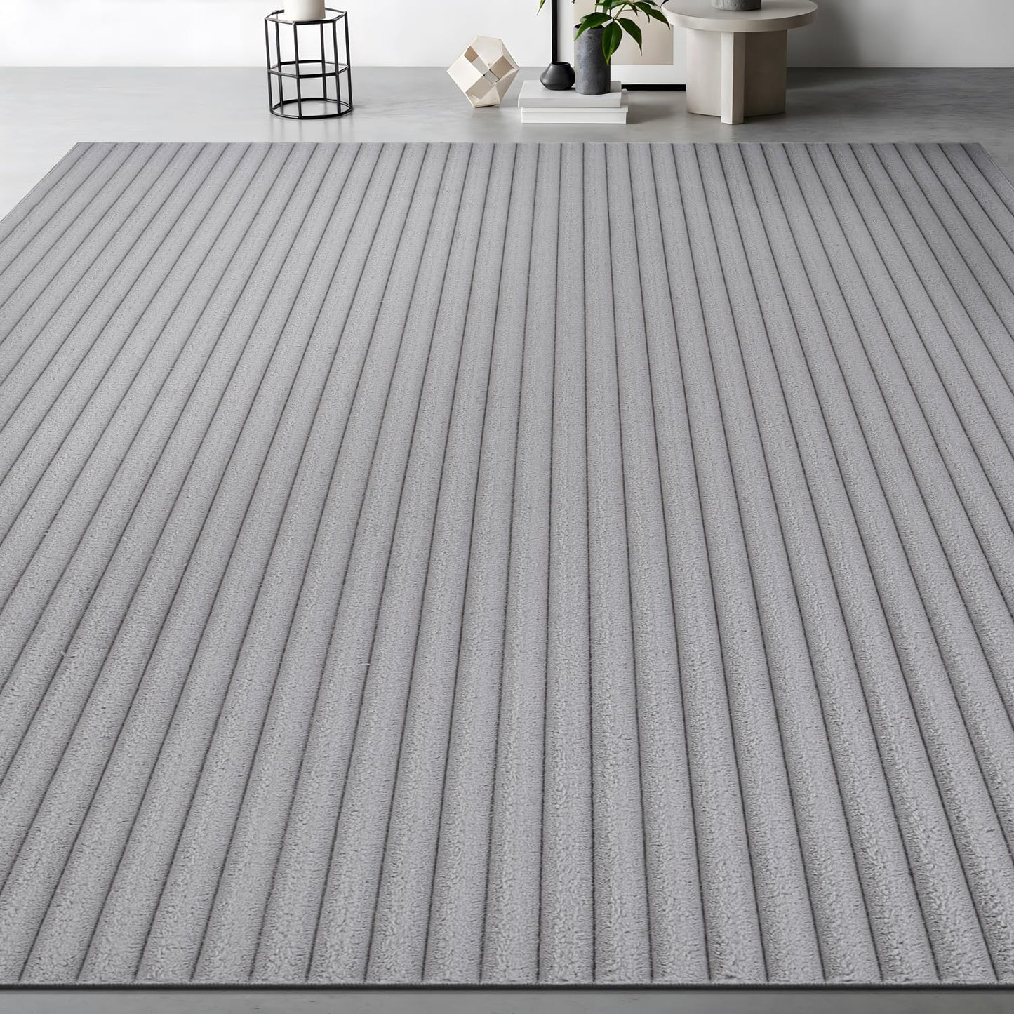Beverly Rug Fluffy Area Rug 4 x 6 Modern Durable Ultra Soft Plush Ribbed Indoor Rugs for Living Dining Room Office Non Slip Stain Resistant Non Shedding Casual Easy Shag Indoor Carpet Gray 4x6