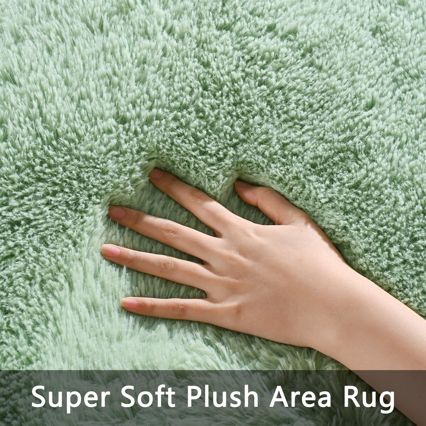 Pettop Fluffy Sage Green Area Rug for Bedroom Living Room, 4x6 Feet Soft Plush Fuzzy Rugs for Girls Kids Boys, Non-Slip and Washable Rug for Nursery Classroom, Carpet for Rooms Decor