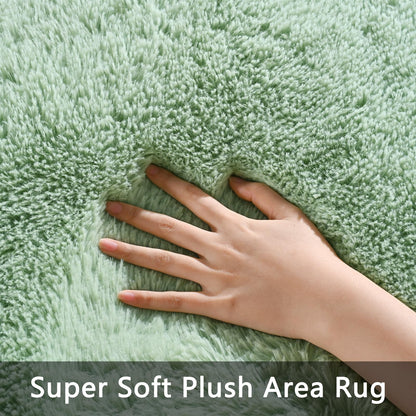 Pettop Fluffy Sage Green Area Rug for Bedroom Living Room, 4x6 Feet Soft Plush Fuzzy Rugs for Girls Kids Boys, Non-Slip and Washable Rug for Nursery Classroom, Carpet for Rooms Decor