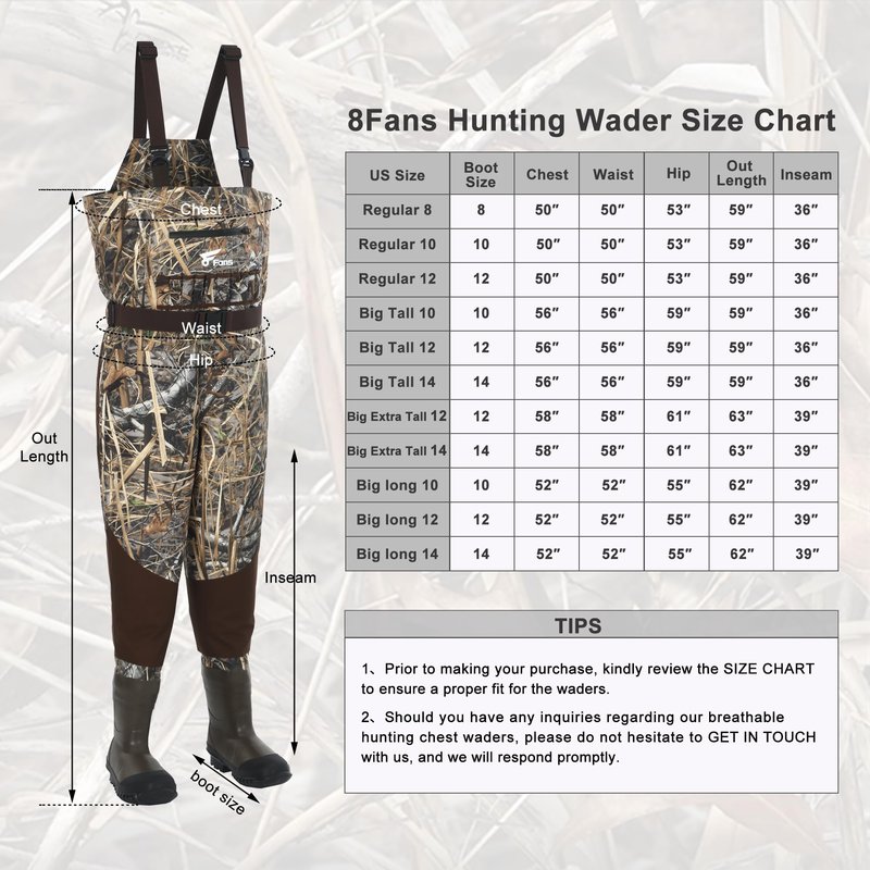 8 Fans Breathable Hunting Waders,1000G Insulation Boots with Removable Insulated Liner for Duck Hunting (Next Camo, 8-14) (Stout-10)