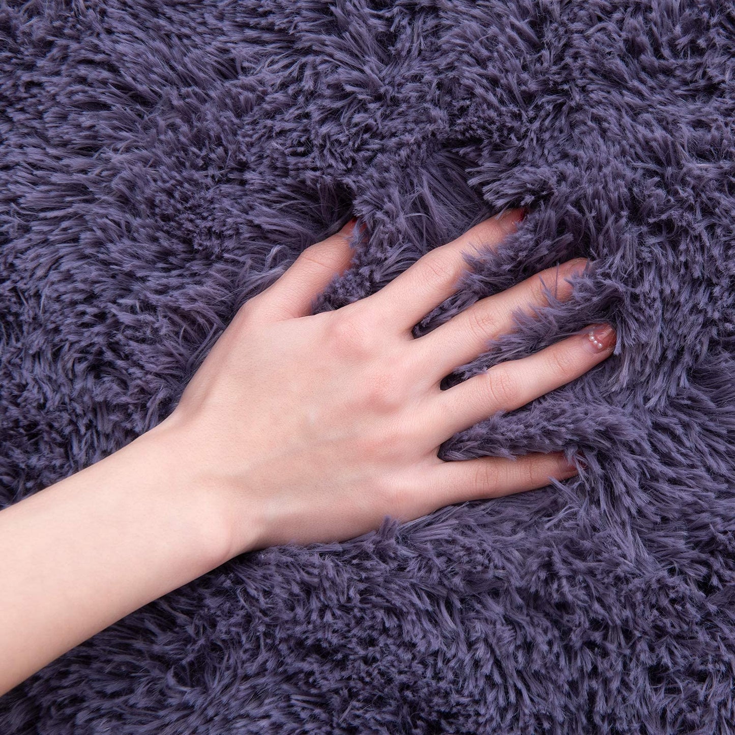 ISEAU Oval Fluffy Rug Carpets, Modern Plush Shaggy Area Rug for Kids Bedroom Extra Comfy Cute Nursery Mat Bedside Mats for Boys Girls Room Home Decor, 2.6 x 5.3ft, Grey Purple