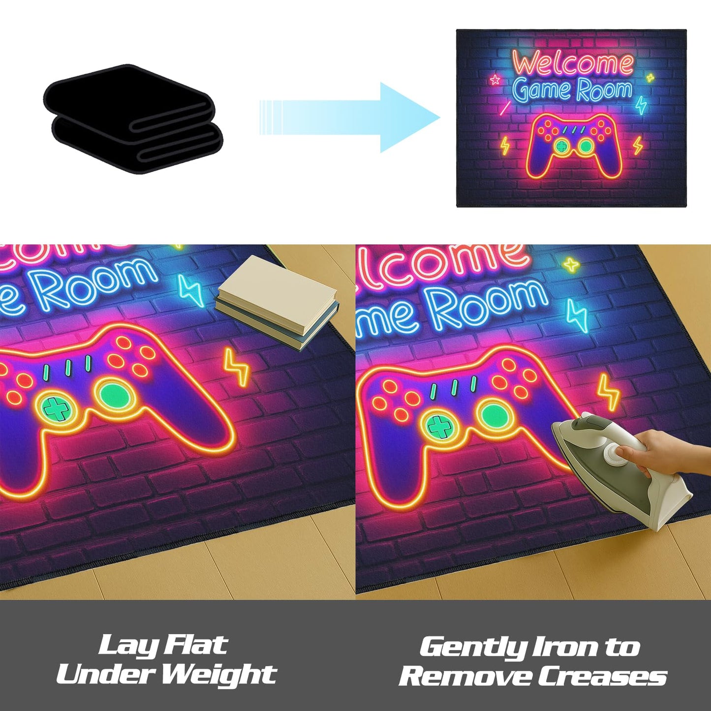 Gaming Rug for Room,3'x5' Gamer Rugs with Non-Slip Backing,Game Room Carpet for Bedroom and Livingroom Decor