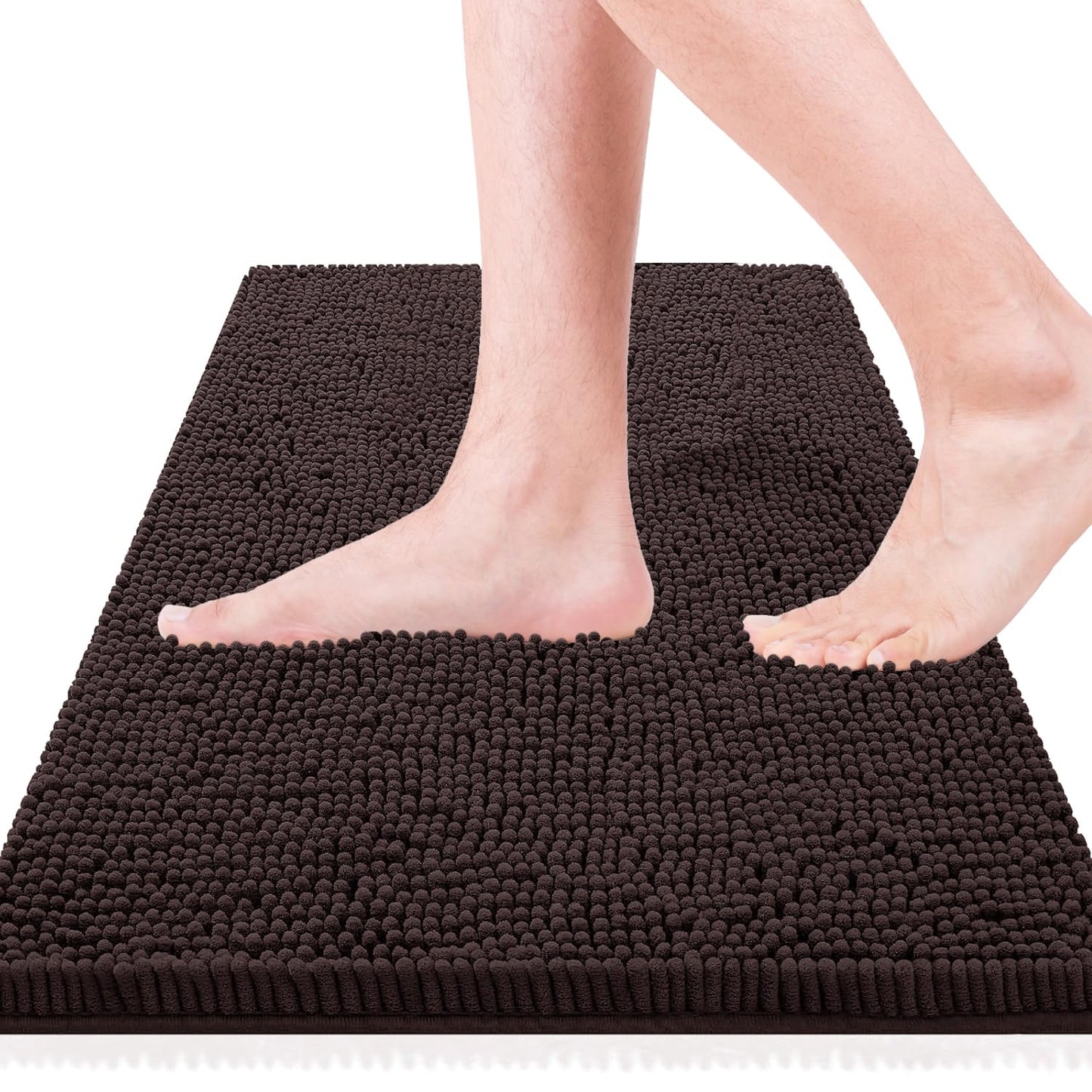 Flotstiga Bathroom Rugs 23x15,Super Absorbent Soft,Thick,Machine Washable Chenille Bath Mat,Non Slip Toilet Floor Rug,Bath Mats for Bathroom Floor, Home Decor Accessories,Coffee