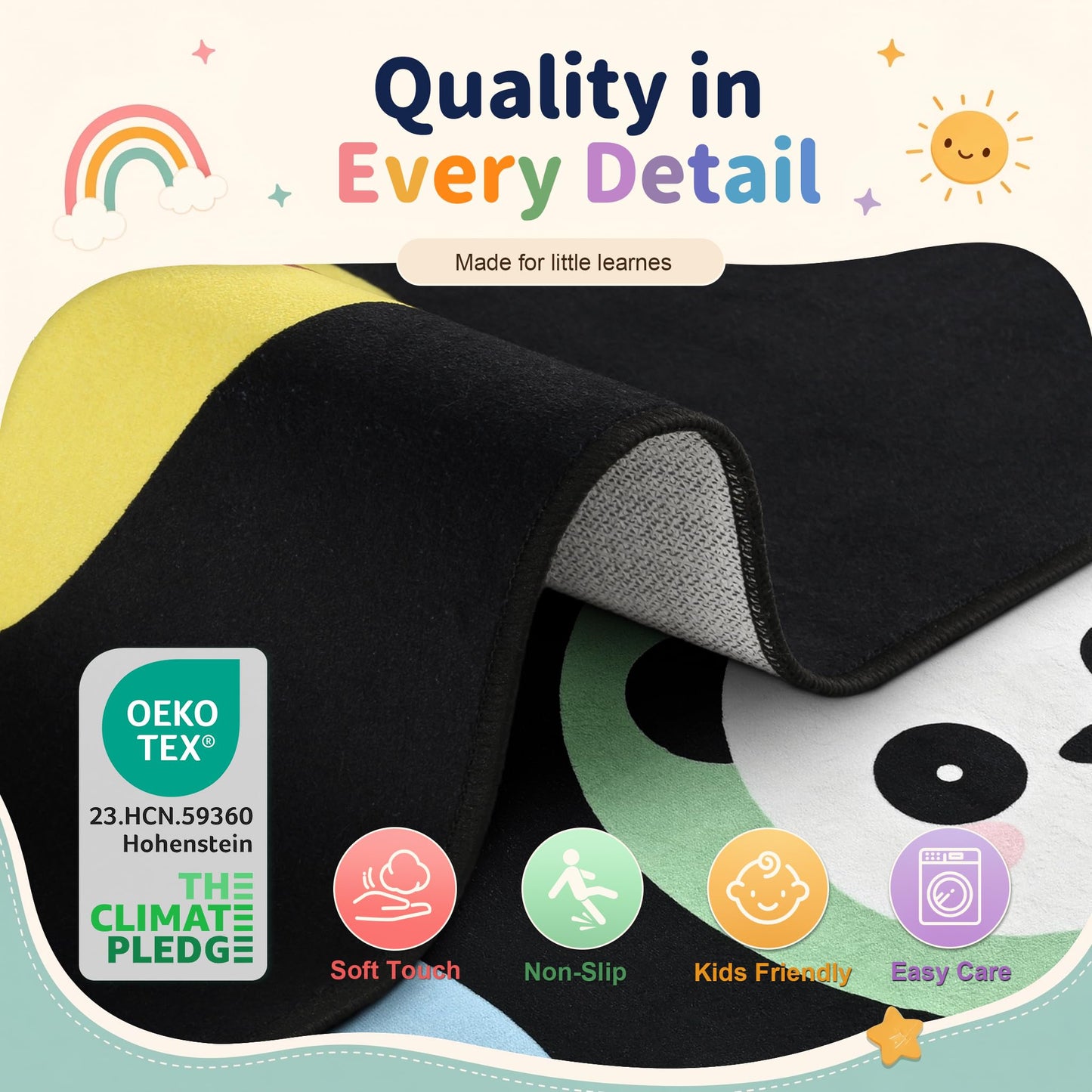 Kimicole 20 Seats Classroom Rugs for Elementary Preschool 8x10 Animal Black
