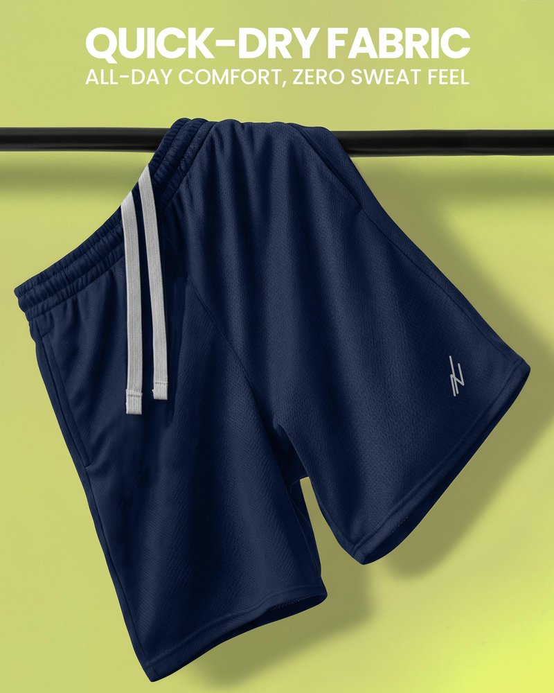 NY Threads Men's Athletic Shorts Quick Dry Loose-Fit Lightweight Running Workout Gym Shorts with Pockets, Medium, Navy
