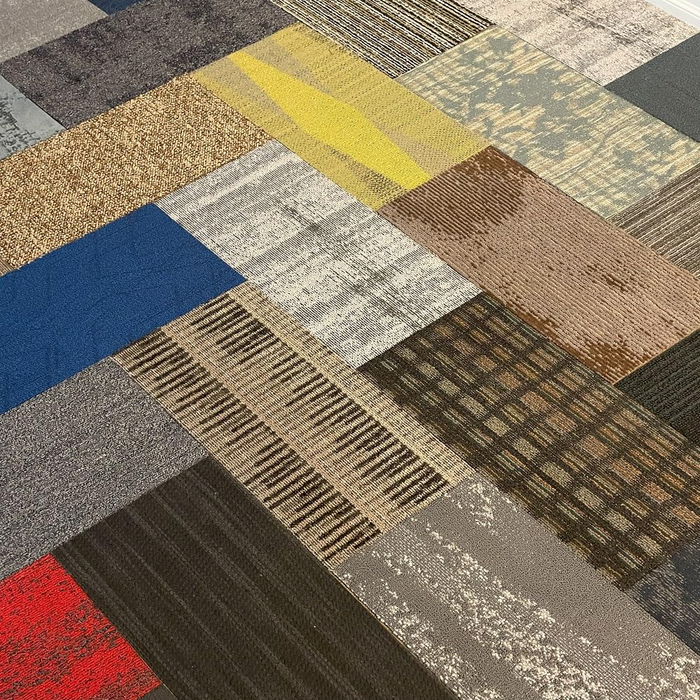 4URFloor 12''x24'' Assorted Carpet Tile Peel and Stick 24 Planks- 48sqft