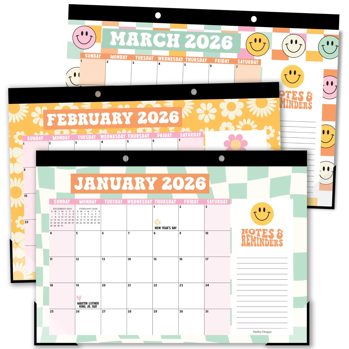 Hadley Designs Large Teacher Desk Calendar 2026-2027 - Desktop Calendar 2026, 18-Month Desk Calendars for Home, Office & Classroom, Cute Classroom Must Haves, Teacher Appreciation Gifts