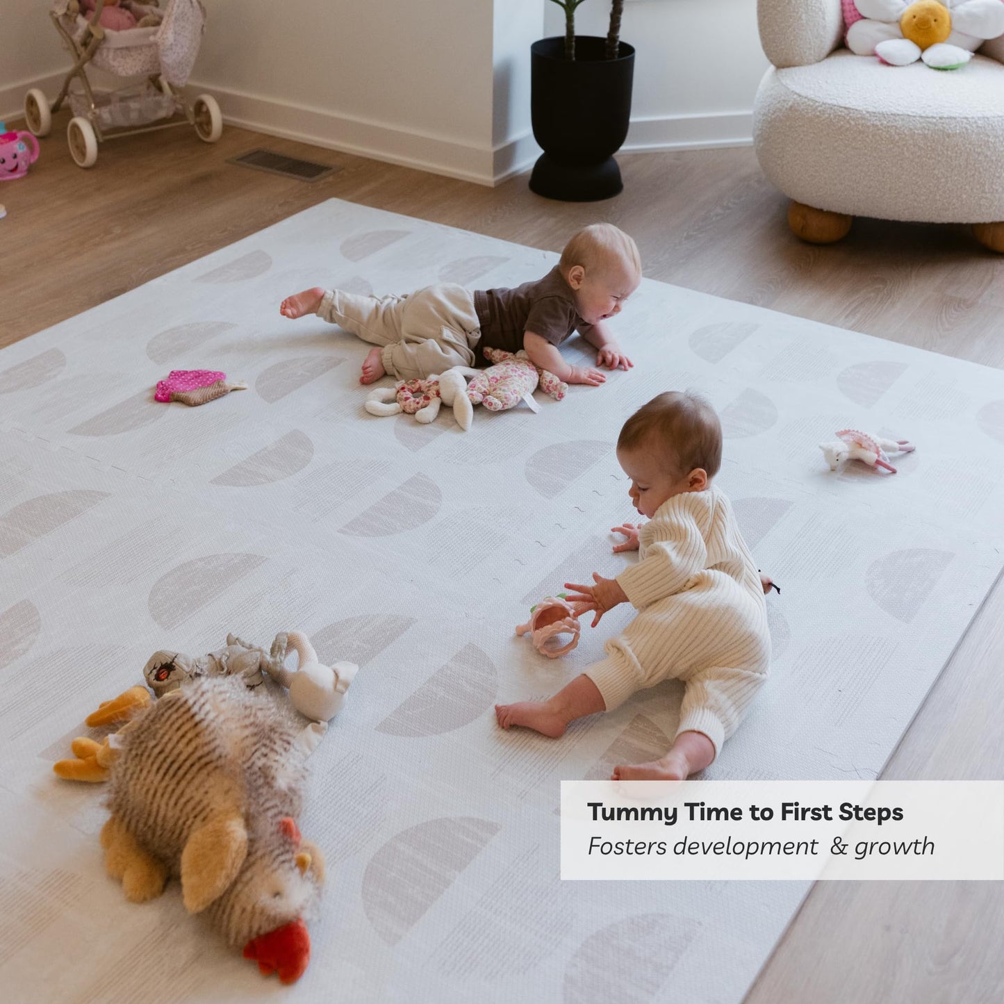 Little Landings Baby Play Mat for Floor - Aura Oat (4x6ft) - Premium EVA Foam Play Mat for Babies & Toddlers (Ages 0-5+) Non-Toxic Playmat for Tummy Time, Crawling & Playroom - Stylish & Comfortable