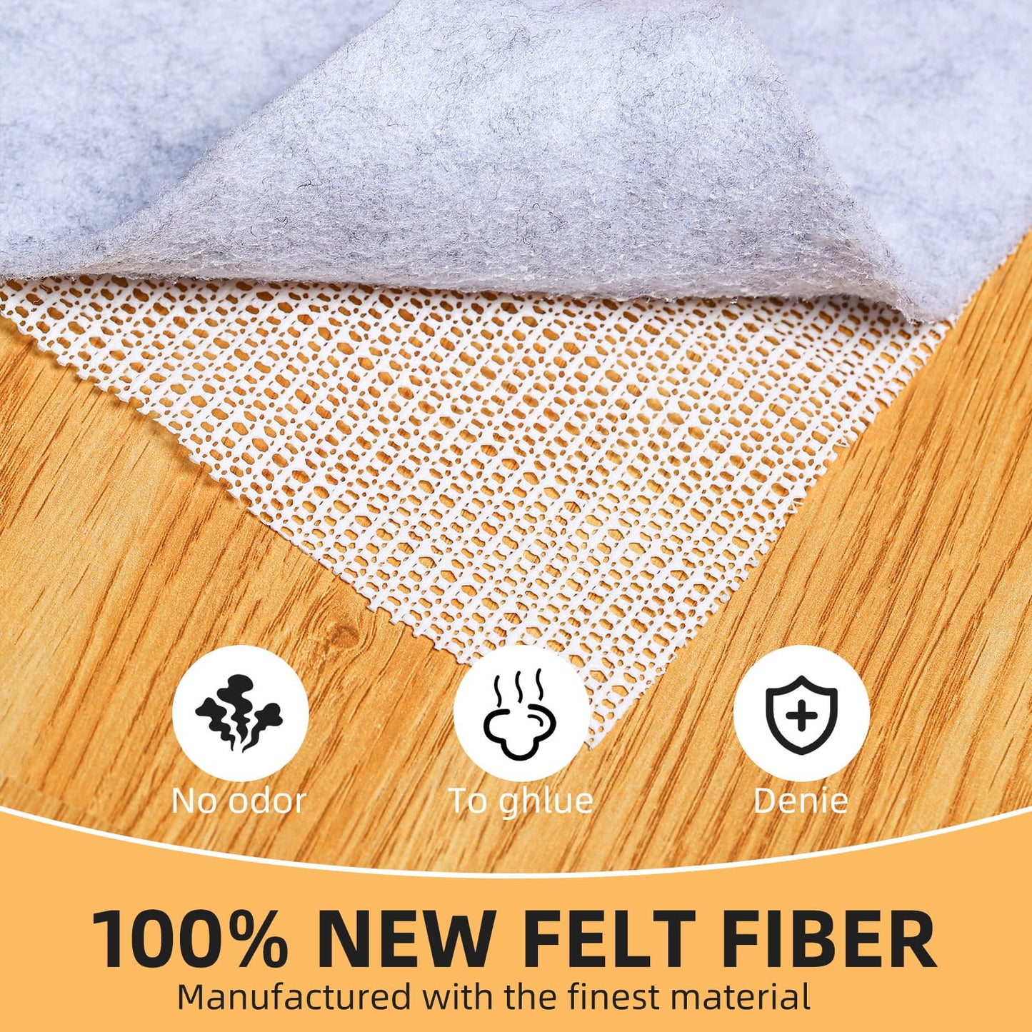 Non Slip Rug Pad, Natural Rubber Backing Rug Pads 1/4” Thick, Felt Rug Gripper Pad, Non Slip Under Carpet Mat, Under Rug Cushion for Hardwood Floors, Carpet Runners (2x3FT)