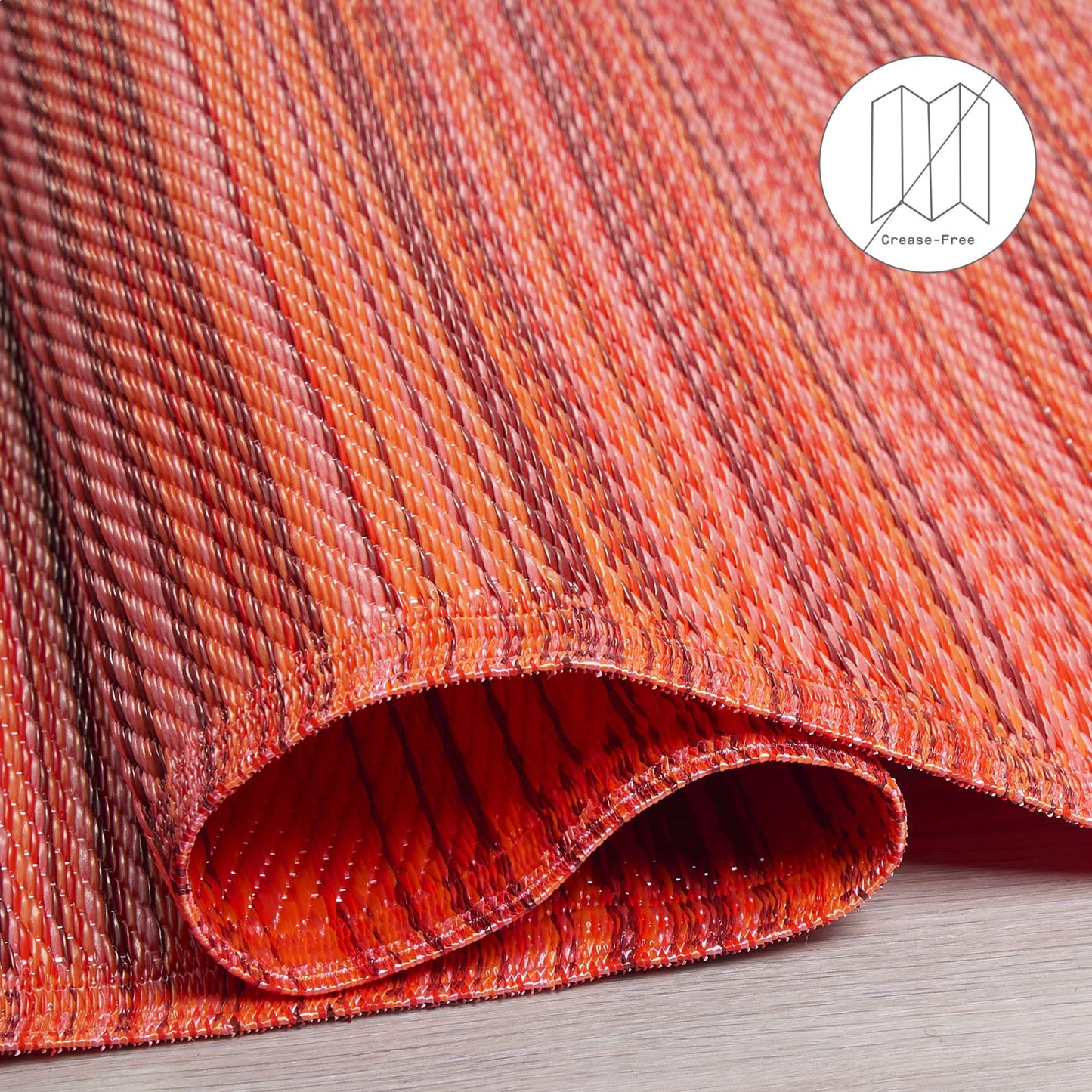 Fab Habitat Striped Outdoor Rug - Waterproof, Fade Resistant, Crease-Free, Reversible - Premium Recycled Plastic - Patio Porch Balcony Deck - Cancun Sunset - 8x10 ft
