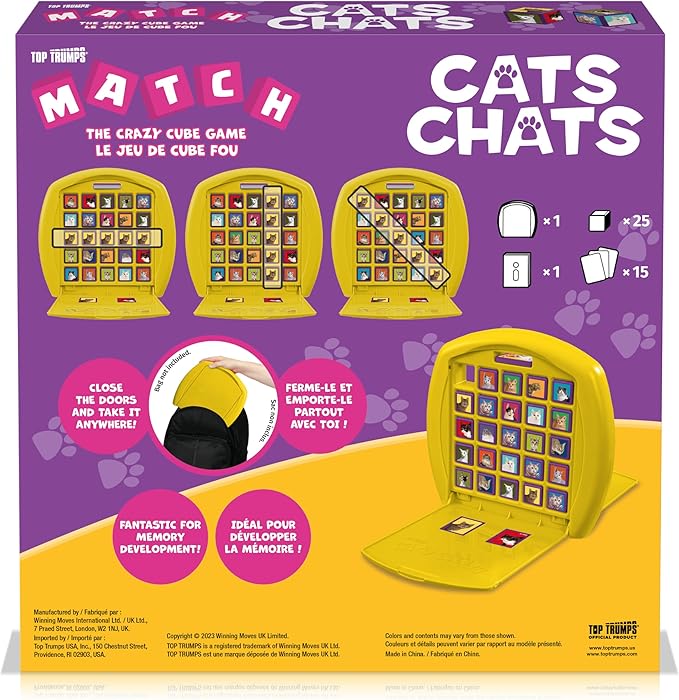 Top Trumps Match Game Cats - Family Board Games for Kids and Adults - Matching Game and Memory Game - Fun Two Player Kids Games - Memories and Learning Board Games for Kids 4 and up