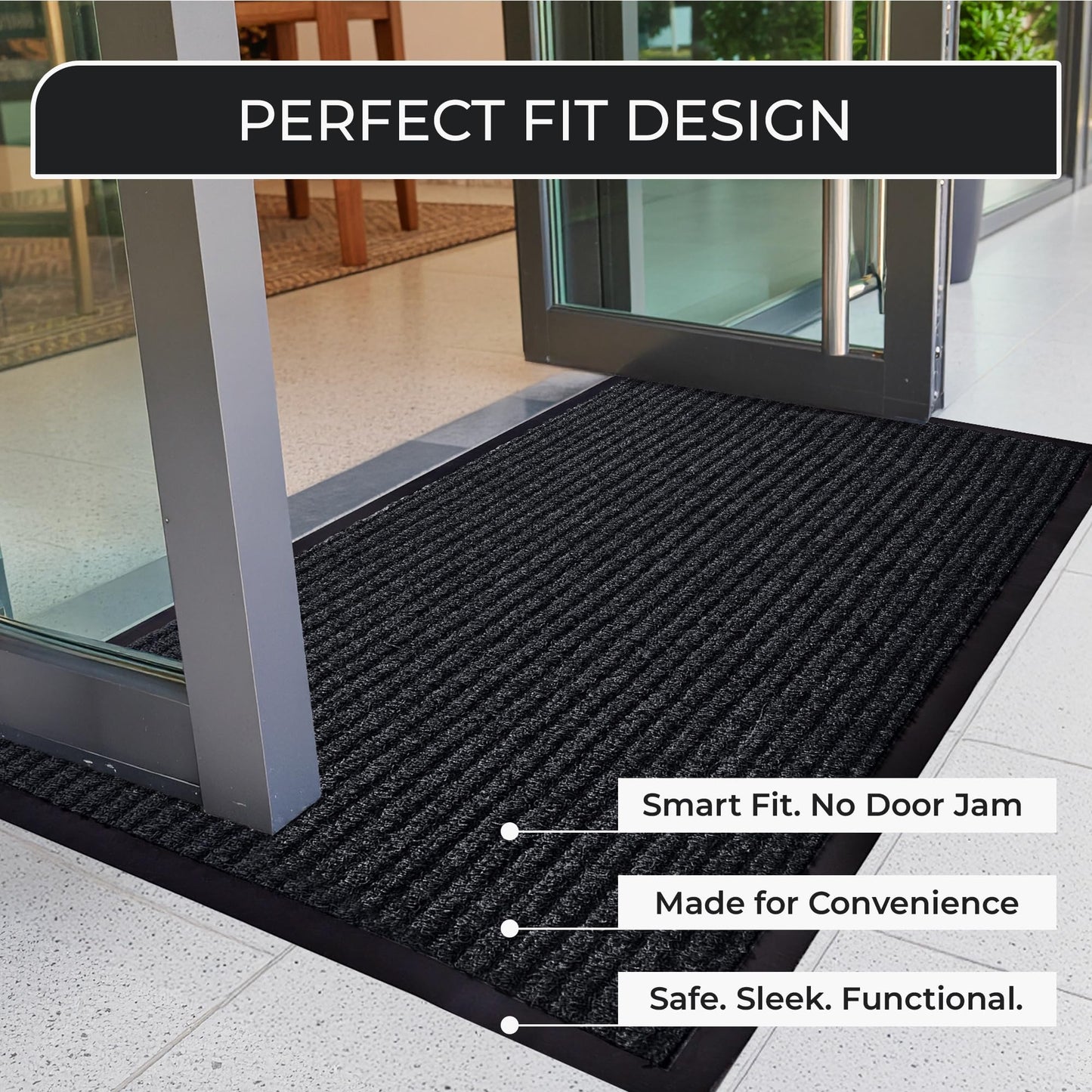 Commercial Door Mat 4'x8' Charcoal, Heavy Duty Industrial Floor Mat for High Traffic Areas, Nonslip Rubber Backing, Large Door Mat for Indoor Entrance or Business Entryway.