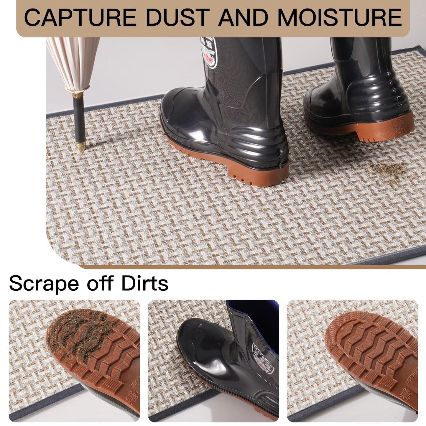 YDKGL Door Mat Entrance 24"x35", Dirt Resistant and Absorbent, Non-Slip Rubber Backing Floor Mats, Easy Clean Low-Profile Doormat for Entryway, Front Door, Inside Entrance, Grey