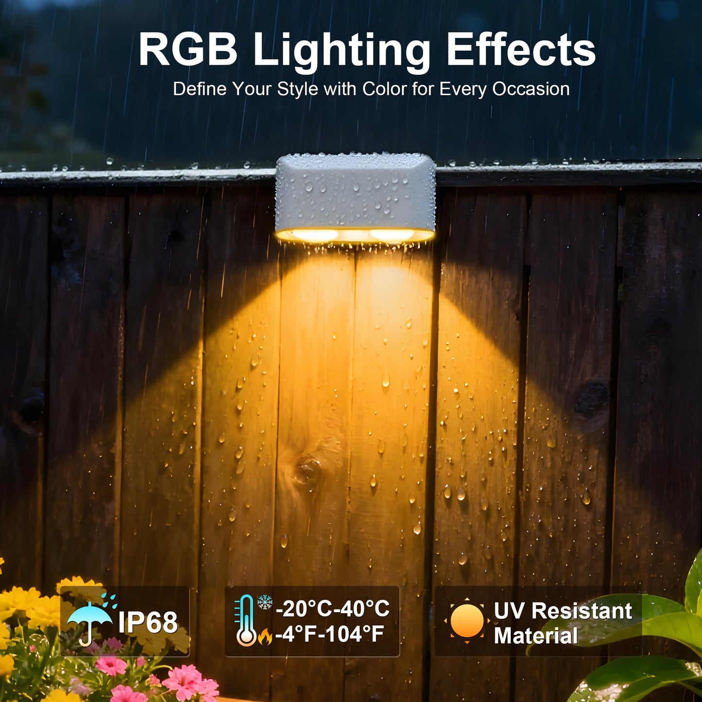 KIALUSH Outdoor Deck Lights, 8 Lights Smart Fence Lights Compatible with Alexa & Google Home, IP65 LED Patio Deck Lighting with Remote, Fence Lighting Music Sync for Patio Yard Garden(52.4ft)