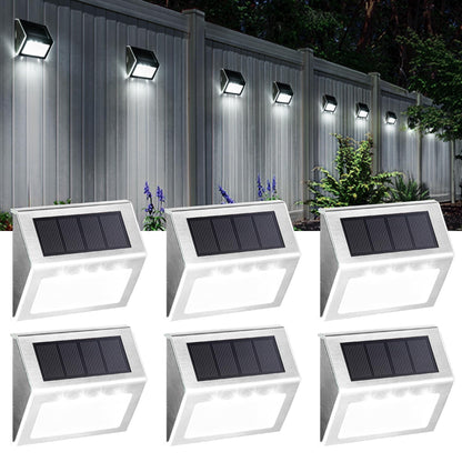 SOLPEX Solar Step Lights, 6 Pack Stair Lights, Outdoor Fence Lighting, Solar Powered Deck Lights Waterproof 4 LEDs for Stairway Patio Porch Pathway Walkway Garden (Cold White)