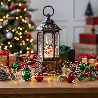 Christmas Snow Globe Swirling Glittering Snowman Choir & Cardinal with Music & Timer, USB Lined/Battery Operated Lighted Water Lantern for Christmas Festival Decoration Gifts