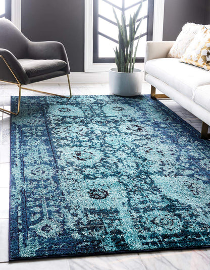 Unique Loom Medici Collection Vintage Botanical Traditional Blue Area Rug (8' 0 x 11' 0)