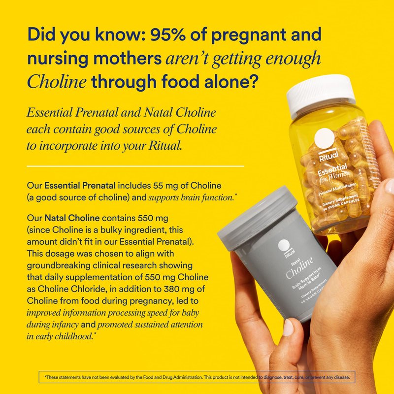 Ritual Prenatal Multivitamin For Women - Key Essential Vitamins and Minerals To Support Mom and Baby During Pregnancy* - Folate, Choline, Omega-3 DHA, Iron - Vegan - Citrus - 60 Capsules - 30 Servings