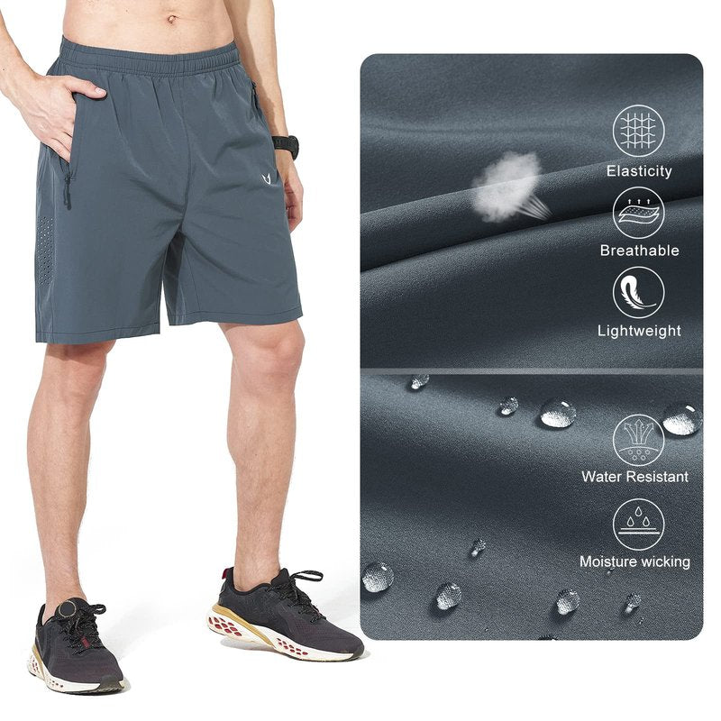 NORTHYARD Men's Athletic Running Shorts Gym Workout 7"/9"/5" Quick Dry Lightweight Sports Basketball Tennis 3 Zipper Pockets COOLGREY XL
