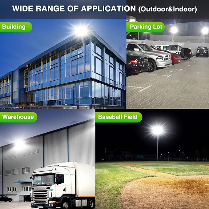 LED Flood Light Outdoor, STASUN 600W 60000lm 6000K Daylight White IP66 Waterproof, Commercial Parking Lot Light,3 Heads for Yard Street Stadium House Floodlight Bright Security Lights for Outdoor Area